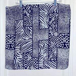 Black & white animal print silky feel polyester square scarf